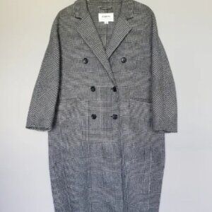 Rumere Double-Breasted Glen Plaid Wool Silk Coat Pockets NWOT 40EU/M